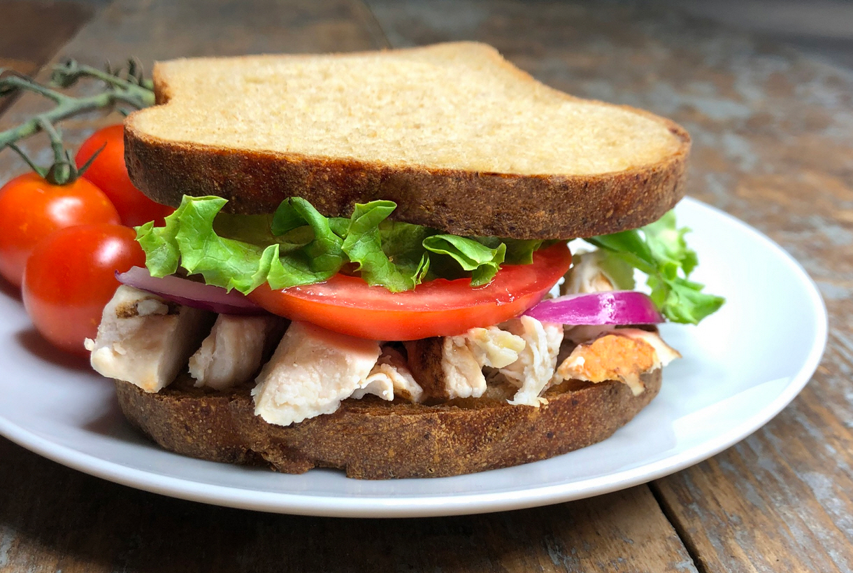 Gluten-Free Flours for Lunch Sandwich Bread with Chicken Tomato Lettuce Mayonnaise